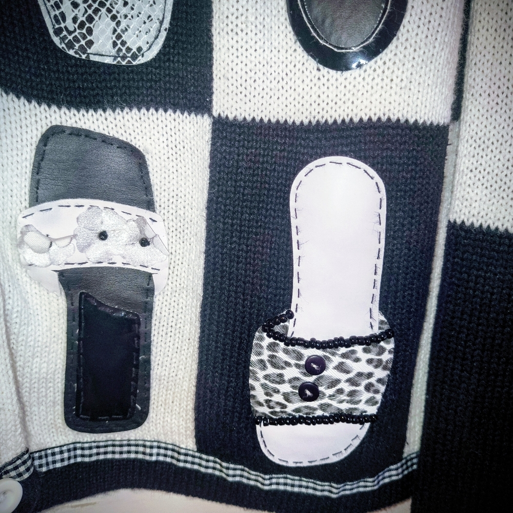 Susan Bristol Black & White Vintage Sweater Shoes, Sandal, Sneakers. Rare. Large - Picture 7 of 15
